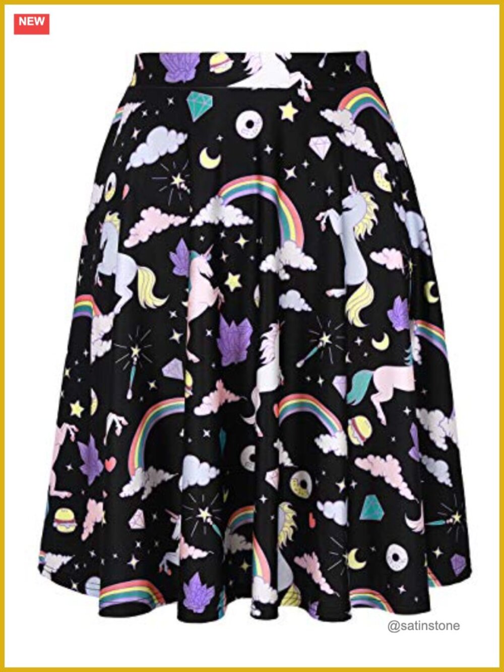 Women's Midi Skater Skirt High Waist A-Line Pleated Knee Length Flowy